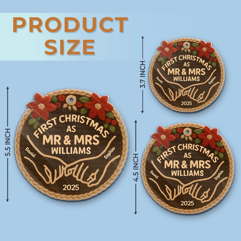 Custom Name First Christmas Gifts for Newlyweds - Personalized Ornament