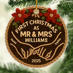 Custom Name First Christmas Gifts for Newlyweds - Personalized Ornament