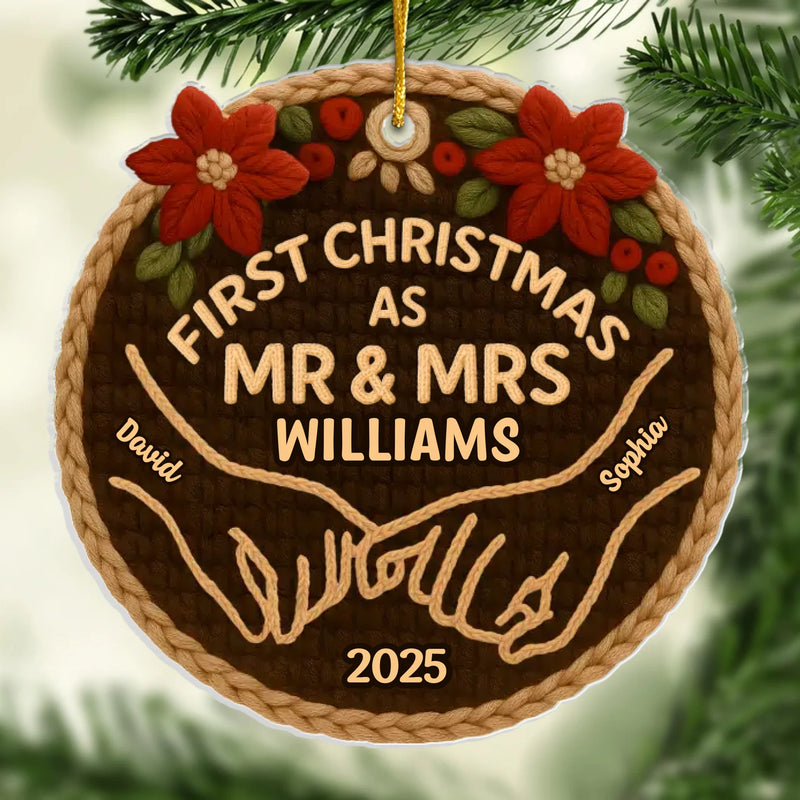 Custom Name First Christmas Gifts for Newlyweds - Personalized Ornament