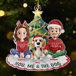 Custom Name Christmas Couple and Dog Gifts - Personalized Ornament