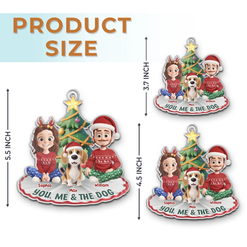 Custom Name Christmas Couple and Dog Gifts - Personalized Ornament
