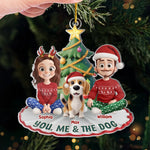 Custom Name Christmas Couple and Dog Gifts - Personalized Ornament