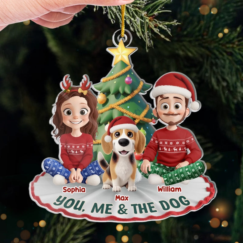 Custom Name Christmas Couple and Dog Gifts - Personalized Ornament