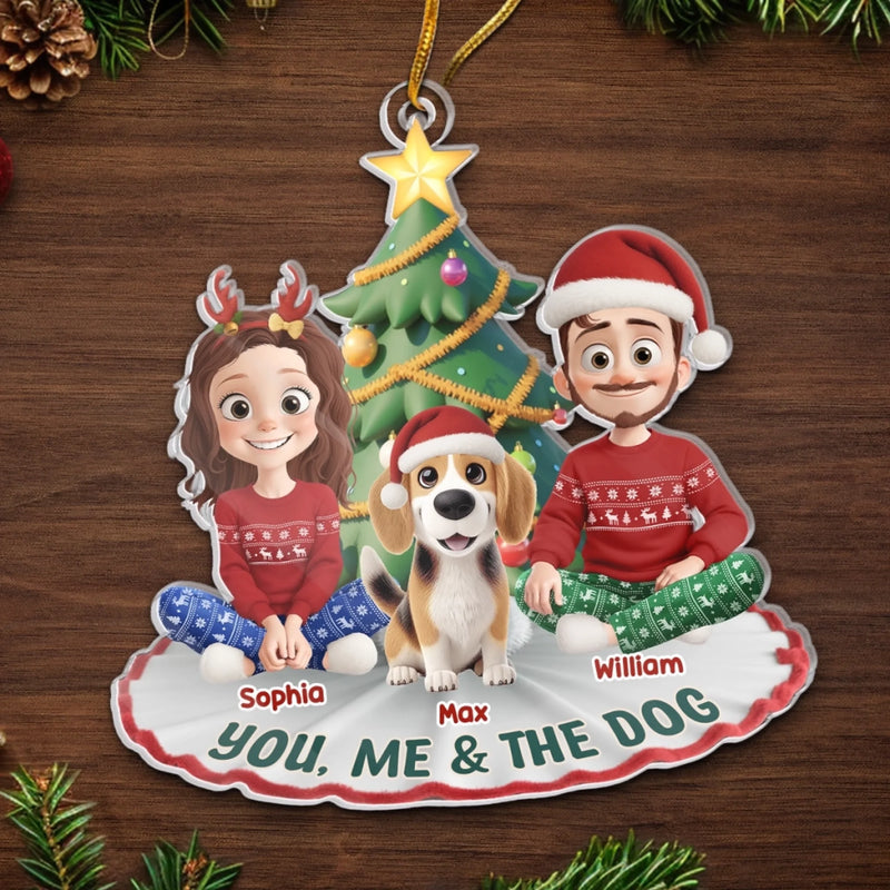 Custom Name Christmas Couple and Dog Gifts - Personalized Ornament
