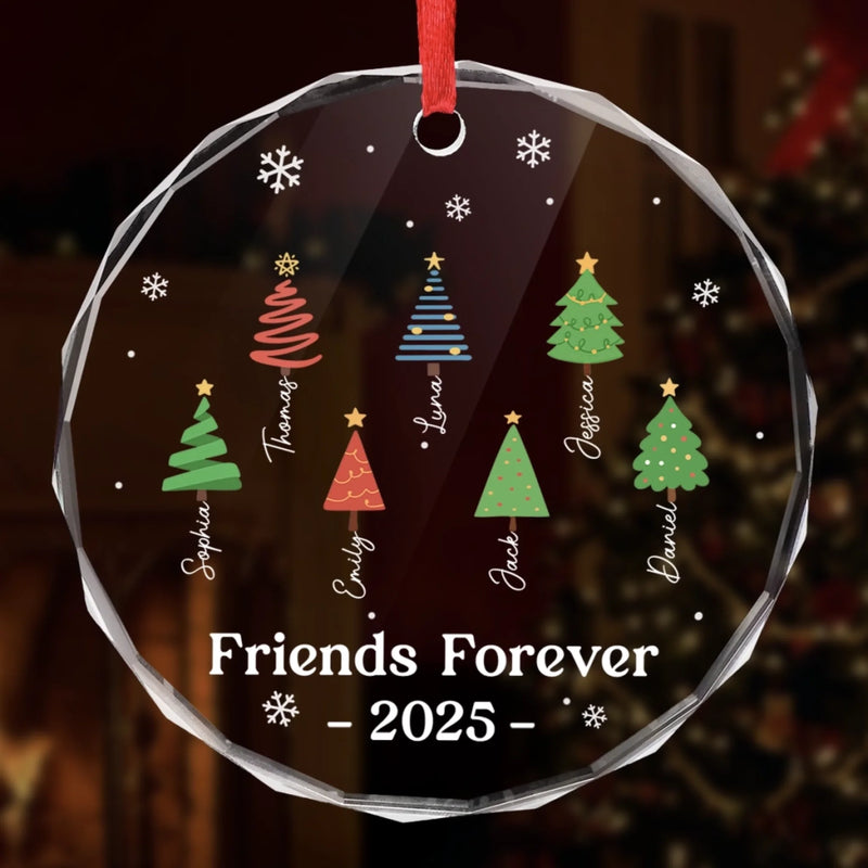 Custom Name Friends Forever Christmas Gifts for Friends - Personalized Glass Ornament
