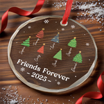 Custom Name Friends Forever Christmas Gifts for Friends - Personalized Glass Ornament