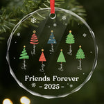 Custom Name Friends Forever Christmas Gifts for Friends - Personalized Glass Ornament
