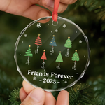Custom Name Friends Forever Christmas Gifts for Friends - Personalized Glass Ornament