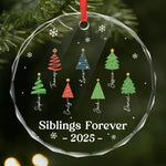 Custom Name Christmas Sibling Gifts - Personalized Glass Ornament