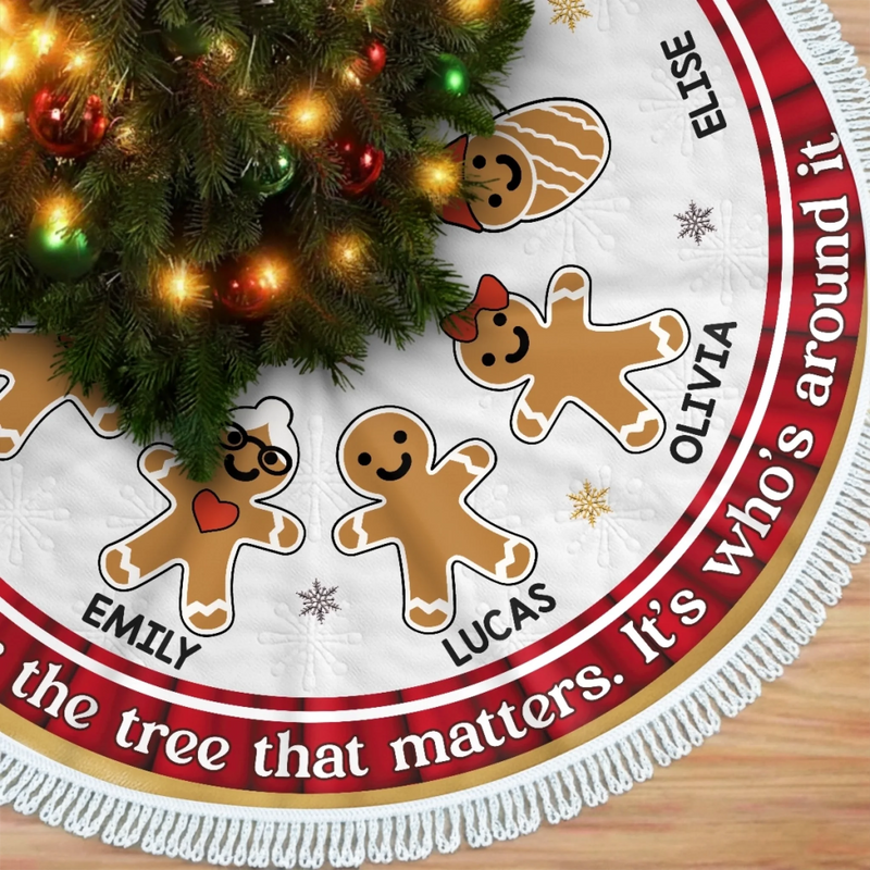 Custom Name Gingerbread Christmas Family Decor - Personalized Tree Skirt