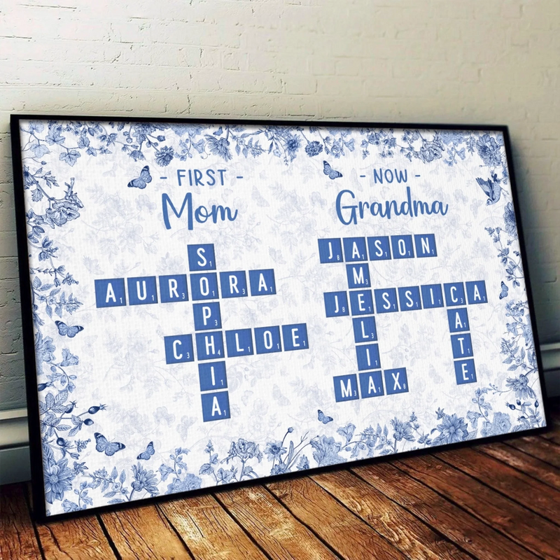 Custom Name First Mom Now Grandma Family Gifts - Personalized Poster