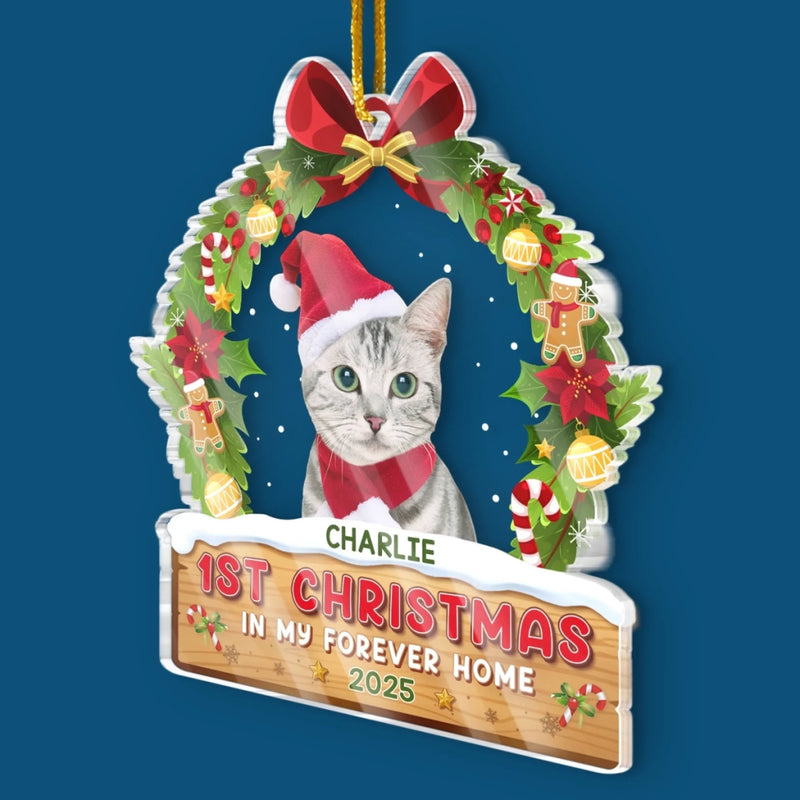Custom Pet Photo First Christmas Cat Gifts - Personalized Ornament