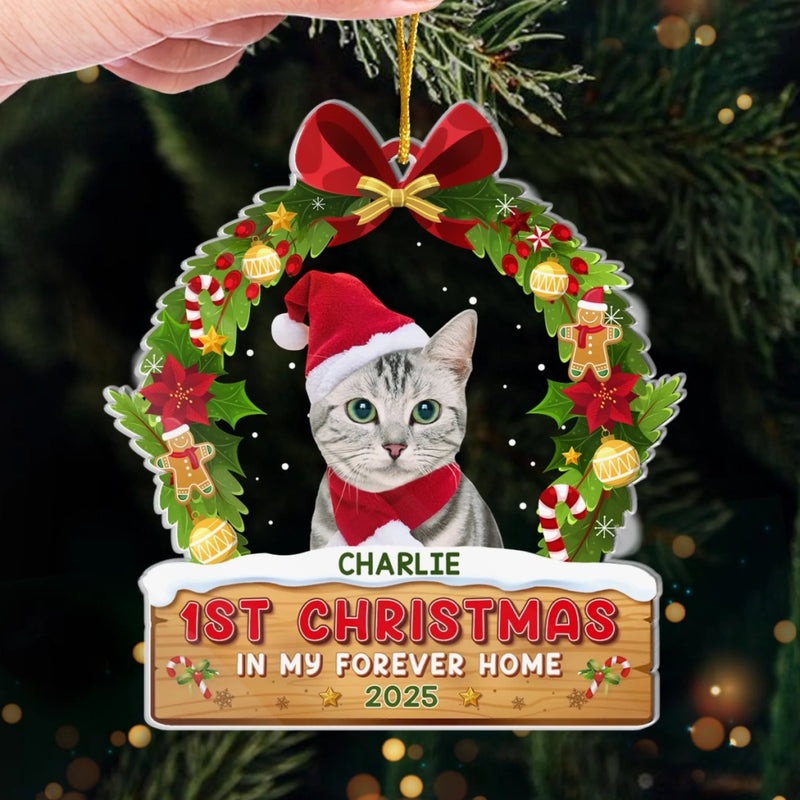 Custom Pet Photo First Christmas Cat Gifts - Personalized Ornament
