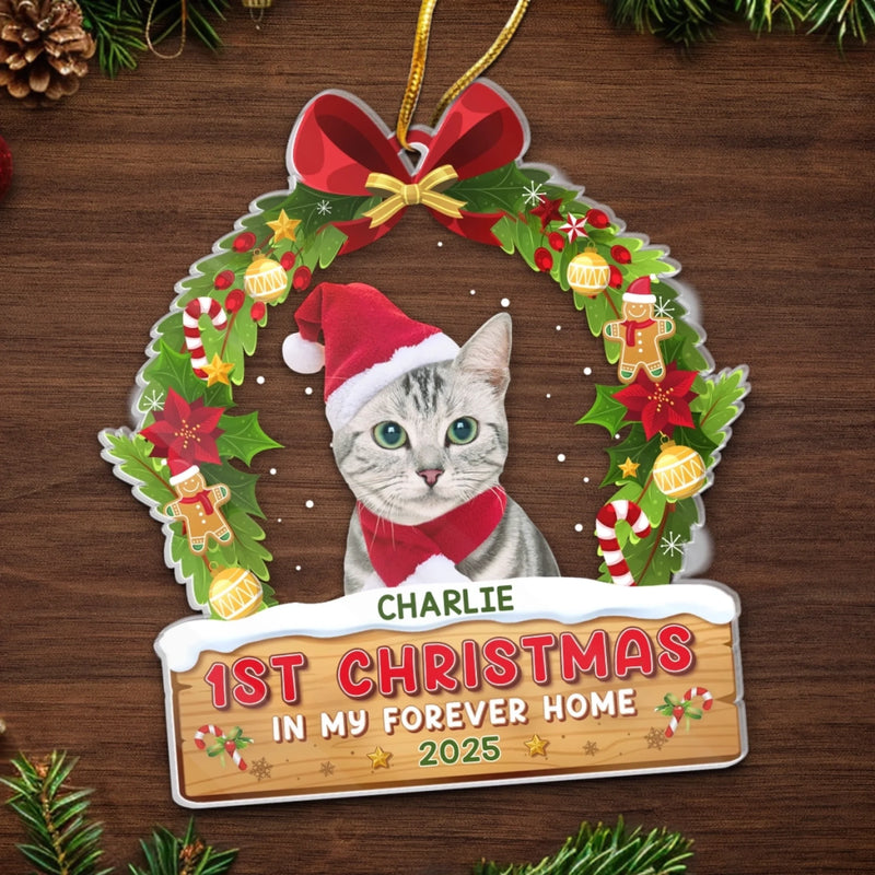 Custom Pet Photo First Christmas Cat Gifts - Personalized Ornament