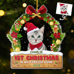 Custom Pet Photo First Christmas Cat Gifts - Personalized Ornament