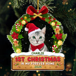 Custom Pet Photo First Christmas Cat Gifts - Personalized Ornament