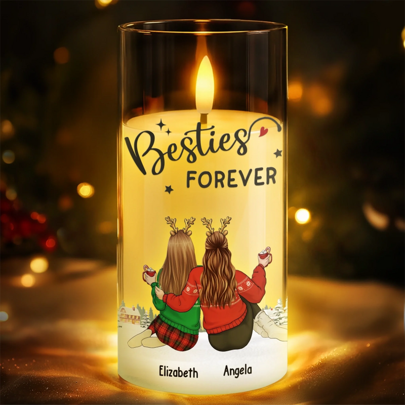 Custom Name Christmas Gifts for Best Friends - Personalized LED Candle Light
