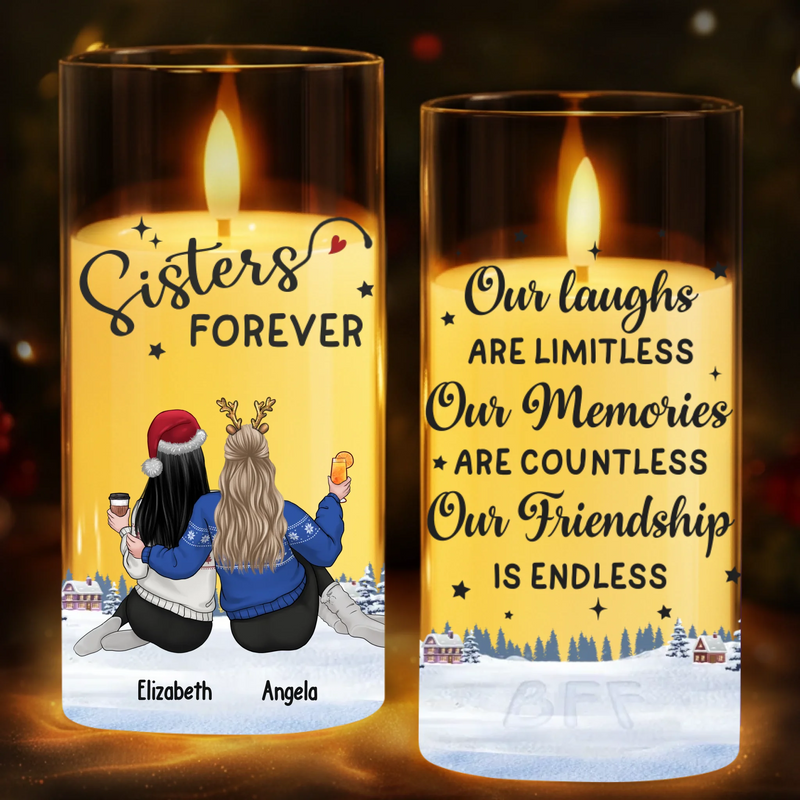 Custom Name Christmas Gifts for Best Friends - Personalized LED Candle Light