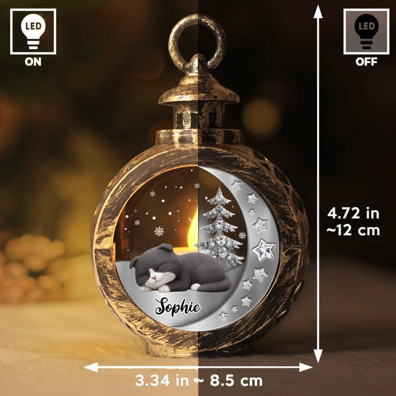 Custom Candlelight Lantern Ornament - Personalized Pet Christmas Memorial Sympathy Gifts For Cats - Purrs Light Our Nights