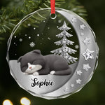Custom Name Christmas Cat Gifts - Personalized Glass Ornament
