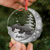 Custom Circle Glass Ornament - Personalized Pet Christmas Memorial Sympathy For Cats - Magic Lives In Purrs