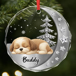 Custom Name Sleeping Dog Christmas Gifts for Pet Lovers - Personalized Glass Ornament