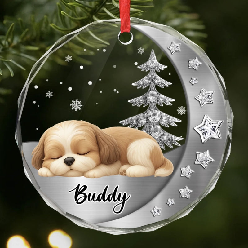 Custom Circle Glass Ornament - Personalized Christmas Birthday Gifts For Dog Lovers, Dog Dad And Mom - Woofs Wrapped In Wonder