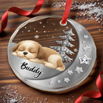 Custom Name Sleeping Dog Christmas Gifts for Pet Lovers - Personalized Glass Ornament