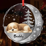 Custom Name Sleeping Dog Christmas Gifts for Pet Lovers - Personalized Glass Ornament