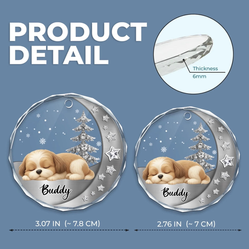 Custom Name Sleeping Dog Christmas Gifts for Pet Lovers - Personalized Glass Ornament