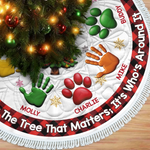 Custom Name Handprint Christmas Tree Decor - Personalized Tree Skirt