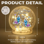 Custom Memorial Butterfly Mom Dad Tribute - Personalized Crackle Glass LED Ball