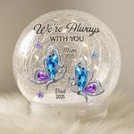Custom Memorial Butterfly Mom Dad Tribute - Personalized Crackle Glass LED Ball