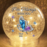 Custom Memorial Butterfly Mom Dad Tribute - Personalized Crackle Glass LED Ball