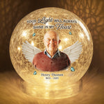 Custom Photo Memorial Angel Tribute - Personalized Crackle Glass LED Ball