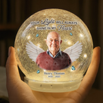 Custom Photo Memorial Angel Tribute - Personalized Crackle Glass LED Ball