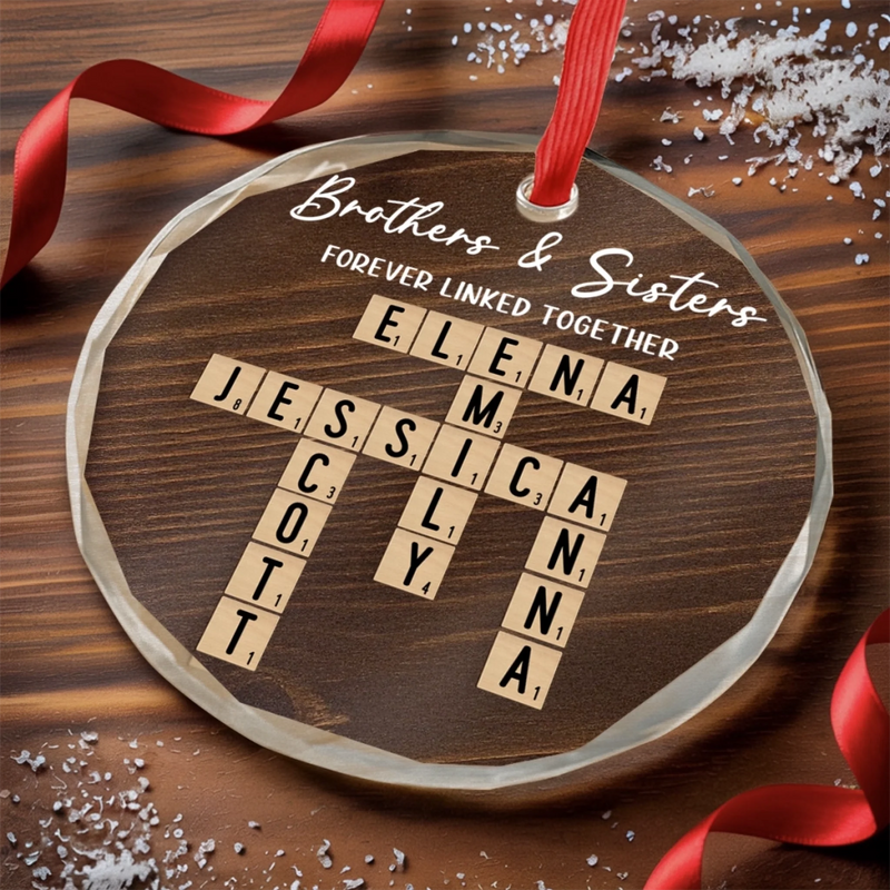 Custom Name Brothers & Sisters Gifts - Personalized Glass Ornament