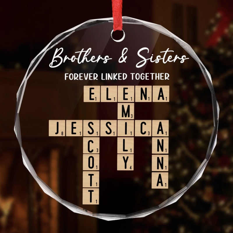 Custom Name Brothers & Sisters Gifts - Personalized Glass Ornament