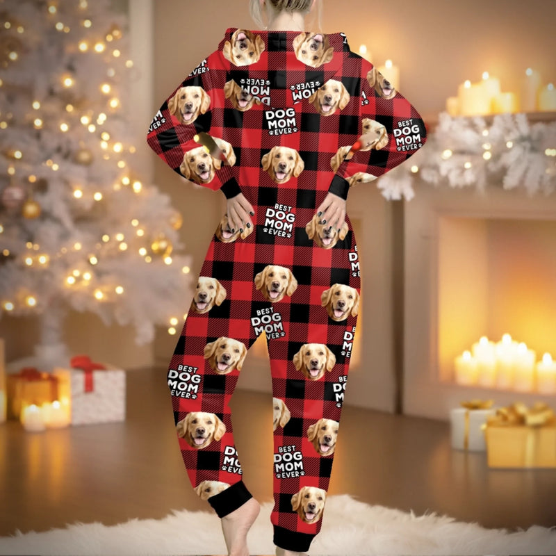 Custom Pet Photo Christmas Gifts for Dog Moms - Personalized Adult Onesie