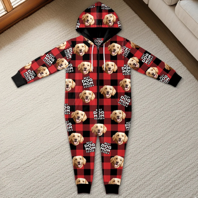 Custom Pet Photo Christmas Gifts for Dog Moms - Personalized Adult Onesie