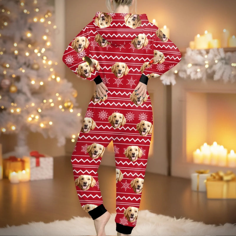 Custom Pet Photo Christmas Gifts for Dog Lovers - Personalized Adult Onesie