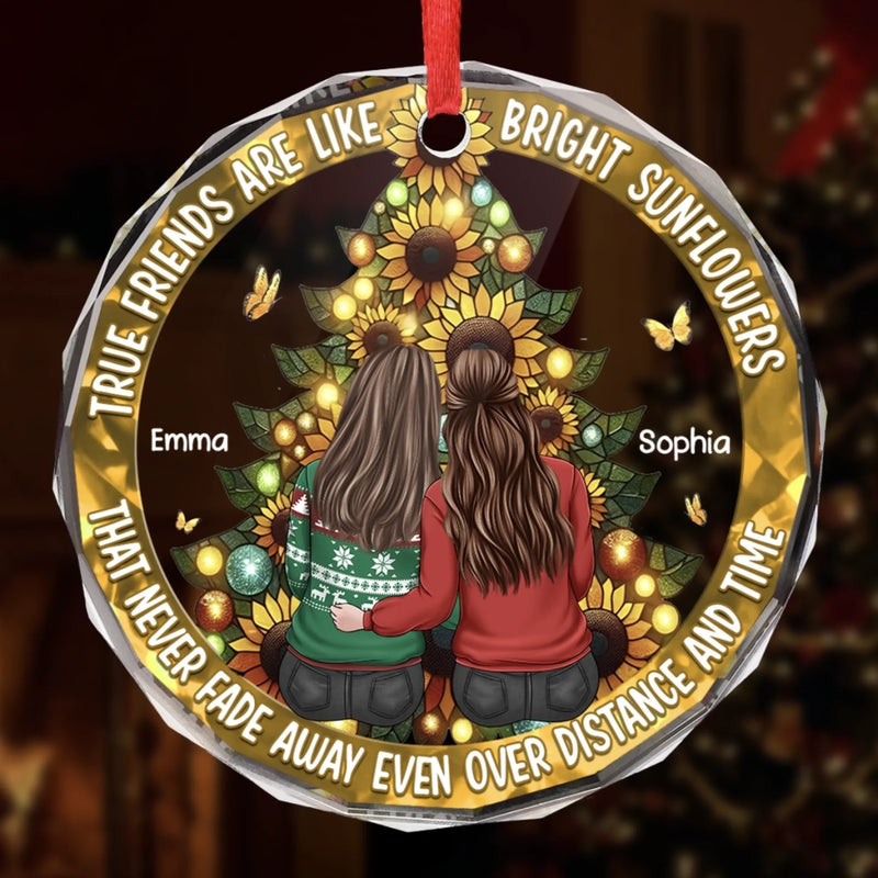 Custom Name Sunflower Friendship Gifts - Personalized Glass Ornament