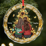 Custom Name Sunflower Friendship Gifts - Personalized Glass Ornament