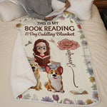 Custom Name Book Reading Dog Cuddling Gifts for Women - Personalized Blanket