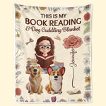 Custom Name Book Reading Dog Cuddling Gifts for Women - Personalized Blanket