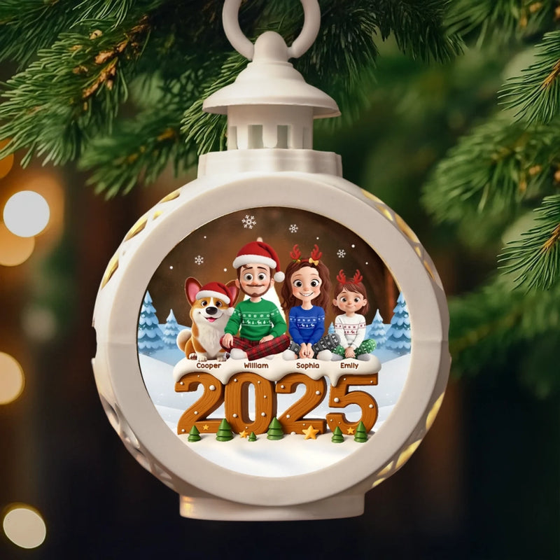 Custom Name Christmas Family Gifts - Personalized Candlelight Lantern Ornament