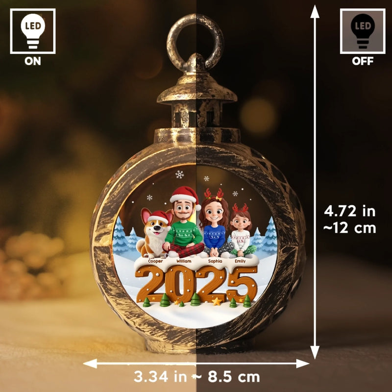 Custom Name Christmas Family Gifts - Personalized Candlelight Lantern Ornament