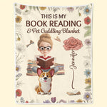Custom Name Book Reading Dog Cuddling Gifts for Women - Personalized Blanket