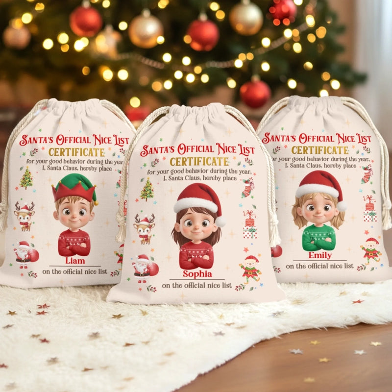 Custom Name Christmas Gifts for Kids - Personalized Christmas Favor Bag