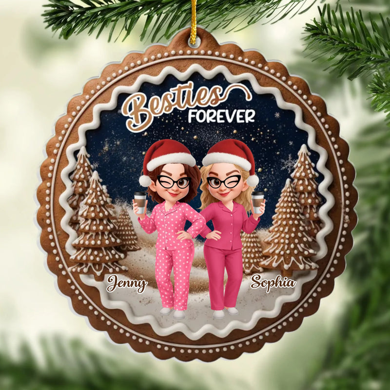 Custom Besties Forever Acrylic Ornament - Personalized Best Friend Christmas Birthday Gifts For Women, Besties, Sisters, BFF - Different Roots Same Soul